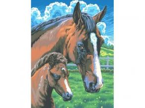 MAMMUT 8220030 - Malen nach Zahlen Junior, Pferd mit Fohlen, Komplettset mit bedruckter