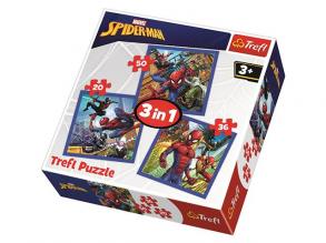 trefl 3in1 Puzzle Spiderman 20-36-50 Teile, Mehrfarbig, 34822