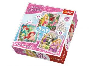 Trefl 3in1 Disney Prinzessinnen Puzzle 20-36-50 Teile, Mehrfarbig, 34842