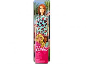 Barbie GHW48 - Chic Puppe im blauem Kleid mit lilafarbenem Herzaufdruck (rothaarig), Spielzeug ab