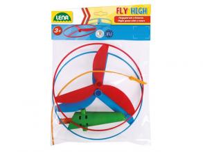 Lena Propeller Flugspiel Fly HIGH, Flugspielzeug mit 2 Rotoren ca. 18 cm und Startervorrichtung