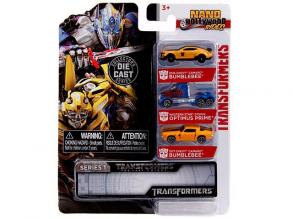 Jada Toys 253111000 Transformers 3er Set, Nano Spielzeugautos, Bumblebee, Optimus Prime, Freilauf,