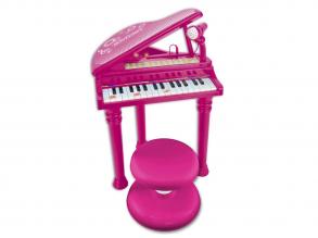 Bontempi Piano mit Mikrofon und rosa Hocker