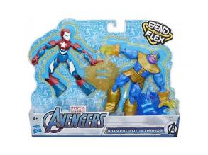 Hasbro Marvel Avengers Bend and Flex Iron Patriot vs. Thanos Doppelpack, 15 cm große, biegbare Act