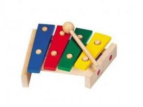 Goki Holzspielzeug Xylophon, 4 farbige Tonplatten