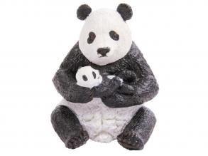Papo 50196 Sitzender Panda Mit Jungem, Spiel, Mehrfarbig