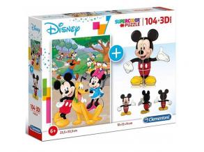 Clementoni 20157 Clementoni-20157-Puzzle 104 + 3D Modell-Mickey Mouse-104 Teile, Mehrfarben