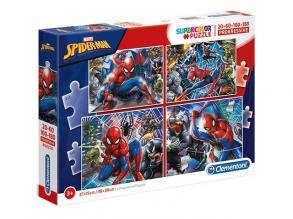 Clementoni 21410 Supercolor Puzzle-Spiderman-20+60+100+180 Teile, Mehrfarben
