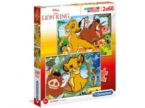 Clementoni 21604 Clementoni-21604-Supercolor Puzzle-Der König der Löwen-2 x 60 Teile, Mehrfarben