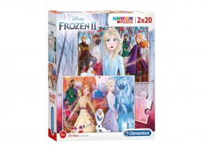Clementoni 24759 Clementoni-24759-Supercolor Disney Frozen 2-2 x 20 Teile, Puzzle für Kinder, Mehr