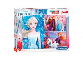 Clementoni 25240 Clementoni-25240-Supercolor Disney Frozen 2-3 x 48 Teile, Puzzle für Kinder, Mehr