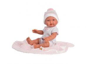 Llorens 1026306 Puppenmädchen Bebita Rosa mit blauen Augen und Vinylkörper, Babypuppe in weißem Ou
