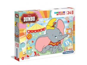 Clementoni 28501 Clementoni-28501-Supercolor Puzzle-Dumbo-24 Maxi Teile, Mehrfarben