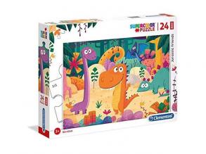 Clementoni 28506 Clementoni-28506-Supercolor Puzzle-Dinosaurier-24 Maxi Teile, Mehrfarben