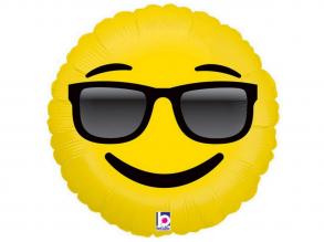 Emoji Ballon "Smiley mit Sonnenbrille" (45cm gasgefüllt im Karton) tolles Geschenk Präsent