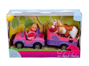 Simba 105737460 - Evi Love, Horse Trailer, Geländewagen mit Anhänger, inklusive Zubehör