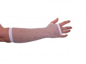 Fingerlose Handschuhe Strass, weiß Größe: Standard