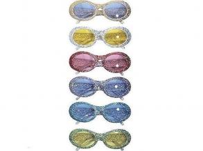 GLITZER BRILLE mit ovalen Gläsern - in 6 Farben sortiert