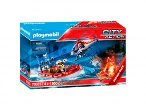 Playmobil 70335 Feuerwehrmission mit Hubschrauber und Boot