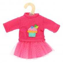 Puppen Pullover mit Rock Deep Pink, 28-35 cm