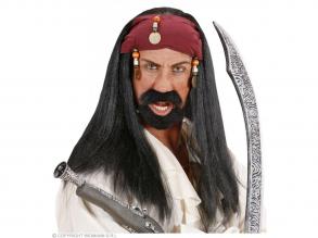Perücke Pirat mit Kopftuch und Perlen