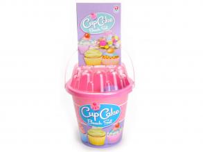 Cup Cake Strand inmitten Eimer Rosa