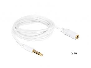 DeLock Verlängerungskabel Audio Klinke 3,5 mm Stecker/Buchse iPhone 4 Pin 2 m